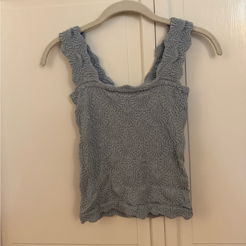 Free People Textured Gray Tank Top
